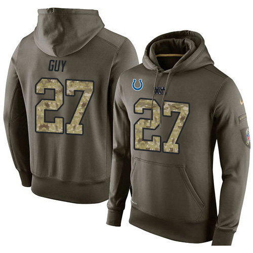 NFL Nike Indianapolis Colts #27 Winston Guy Green Salute To Service Men's Pullover Hoodie